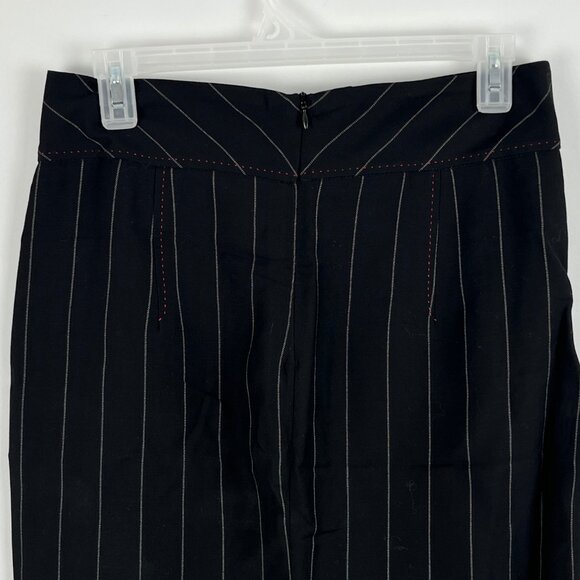Zara Pencil Skirt Midi Size 6 Waist 30in Black Striped Lined Zip Cotton Polyeste - Picture 5 of 7
